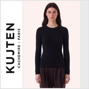 🇫🇷 Kujten Bibi 100% Cashmere black ribbed Knit long Sleeve Sweater pullover 2